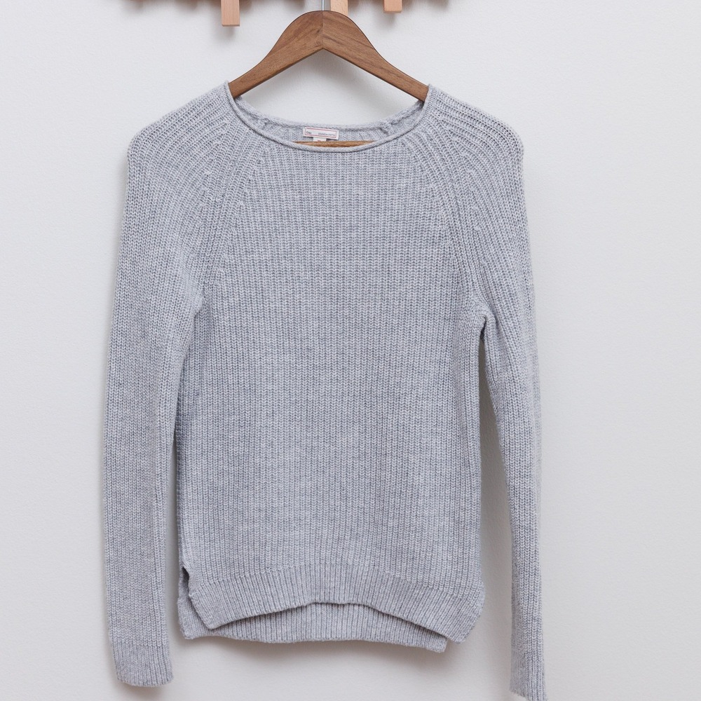 Gap Designed & Crafted Womens XS Gray Raglan Ribbed Wool Blend Sweater